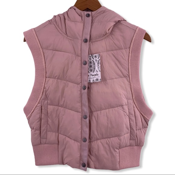 Free People Jackets & Blazers - Free People pink Nature Seeker puffer vest XS new